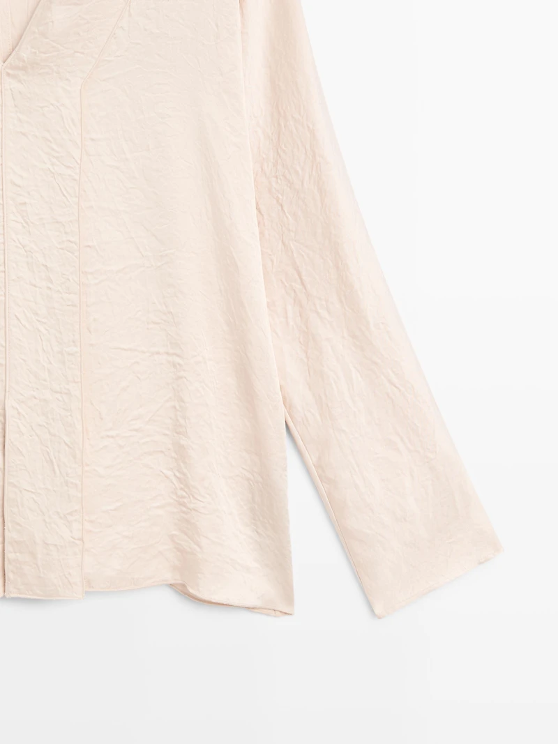 Satin V-neck blouse