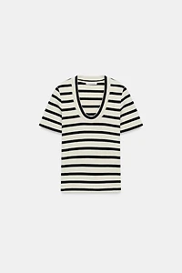 ROUND NECK RIBBED T-SHIRT
