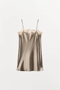 SILK BLEND LACE SLIP DRESS