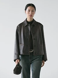 Short nappa leather jacket