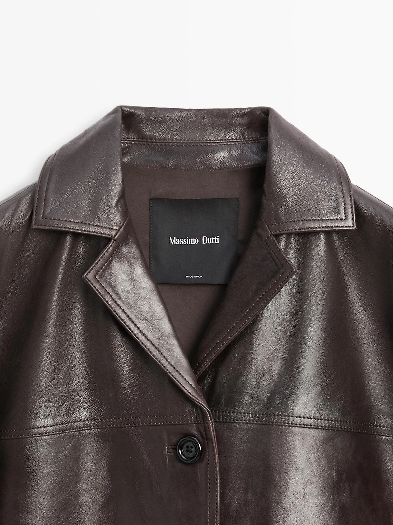 Veste 100% cuir nappa à boutons