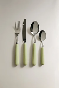 ENSEMBLE COUVERTS MANCHE CÉRAMIQUE (LOT DE 4)