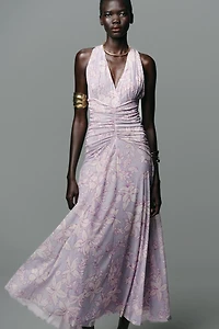 PRINTED TULLE MAXI DRESS