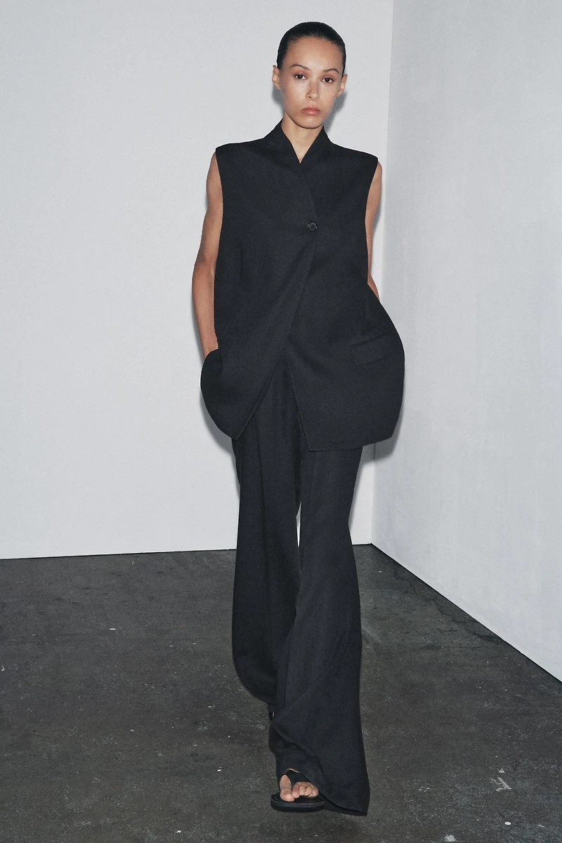 LINEN BLEND BUCKLE PANTS ZW COLLECTION