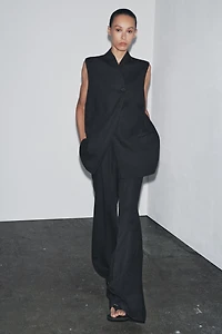 LINEN BLEND BUCKLE PANTS ZW COLLECTION