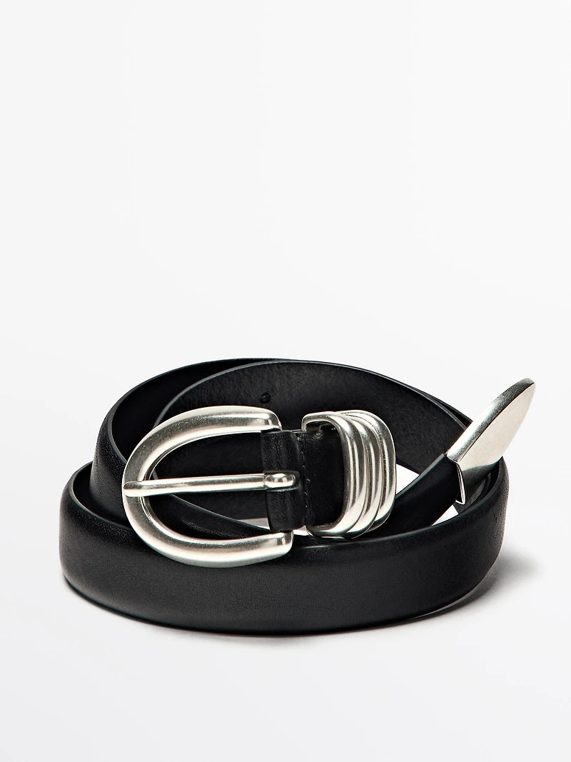 Ceinture en cuir nappa avec pièces métalliques