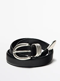 Ceinture en cuir nappa avec pièces métalliques