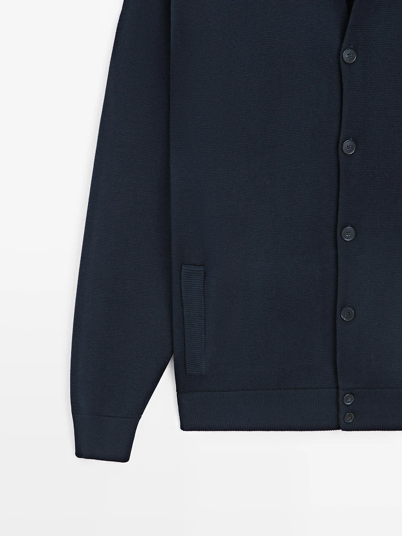 Cardigan à col polo 100 % coton