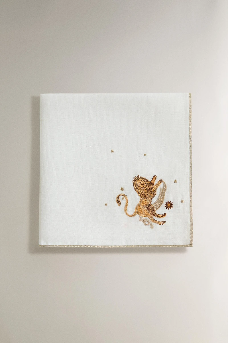 EMBROIDERED LEO LINEN NAPKIN | MARISA BERENSON