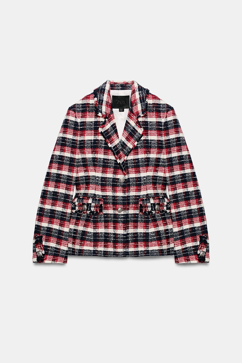 VESTE PEPLUM À CARREAUX ZW COLLECTION