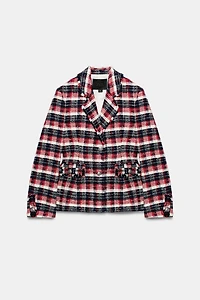 VESTE PEPLUM À CARREAUX ZW COLLECTION