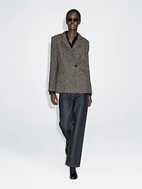 Blazer laine à chevrons et col montant