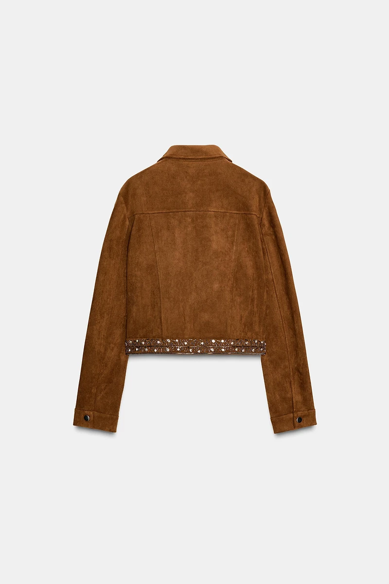 VESTE EFFET DAIM À CLOUS