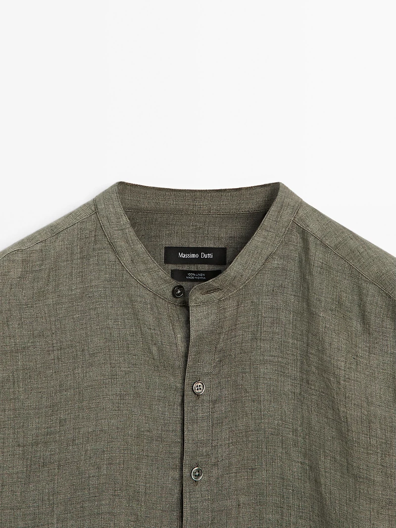Chemise regular fit lin délavé