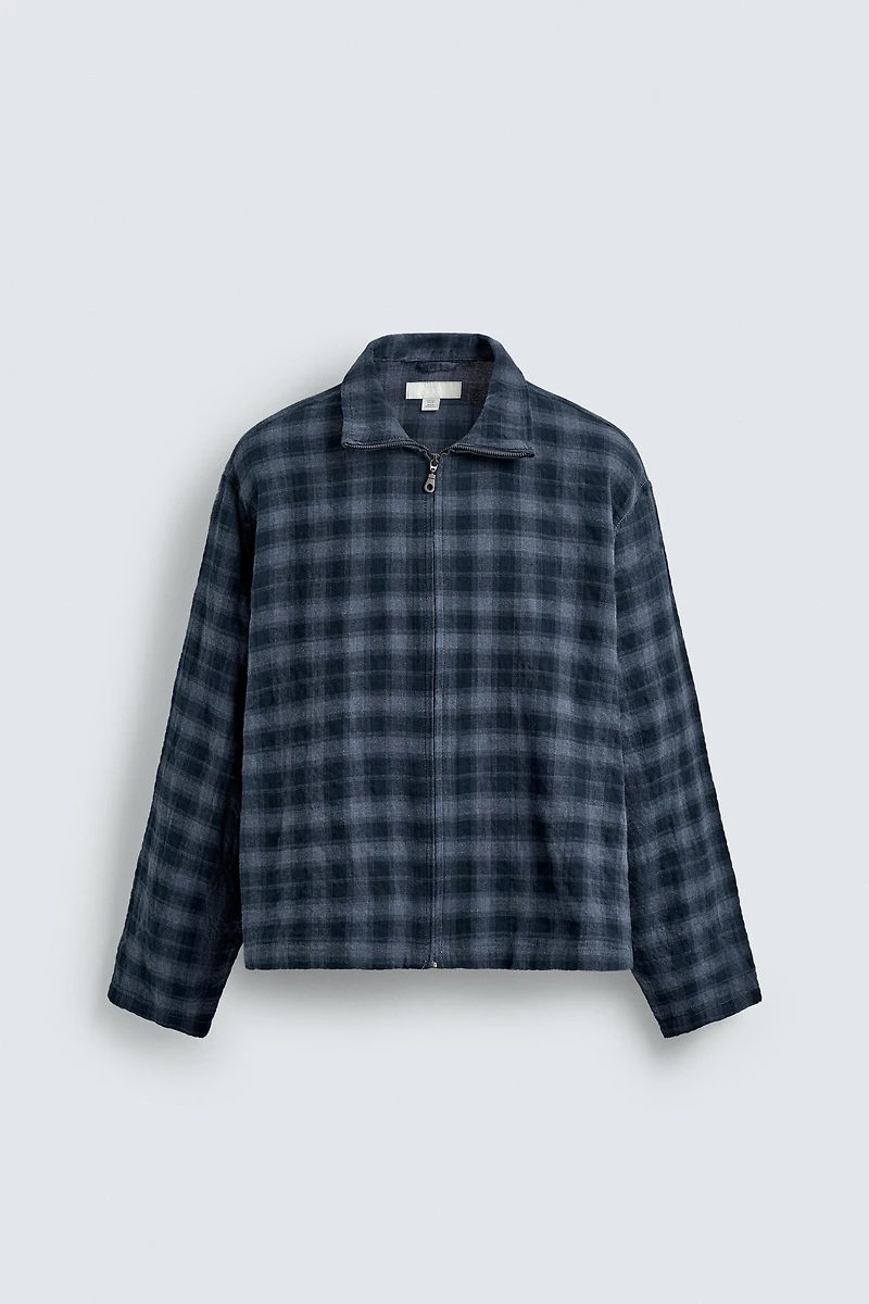ZIP-UP PLAID SHIRT