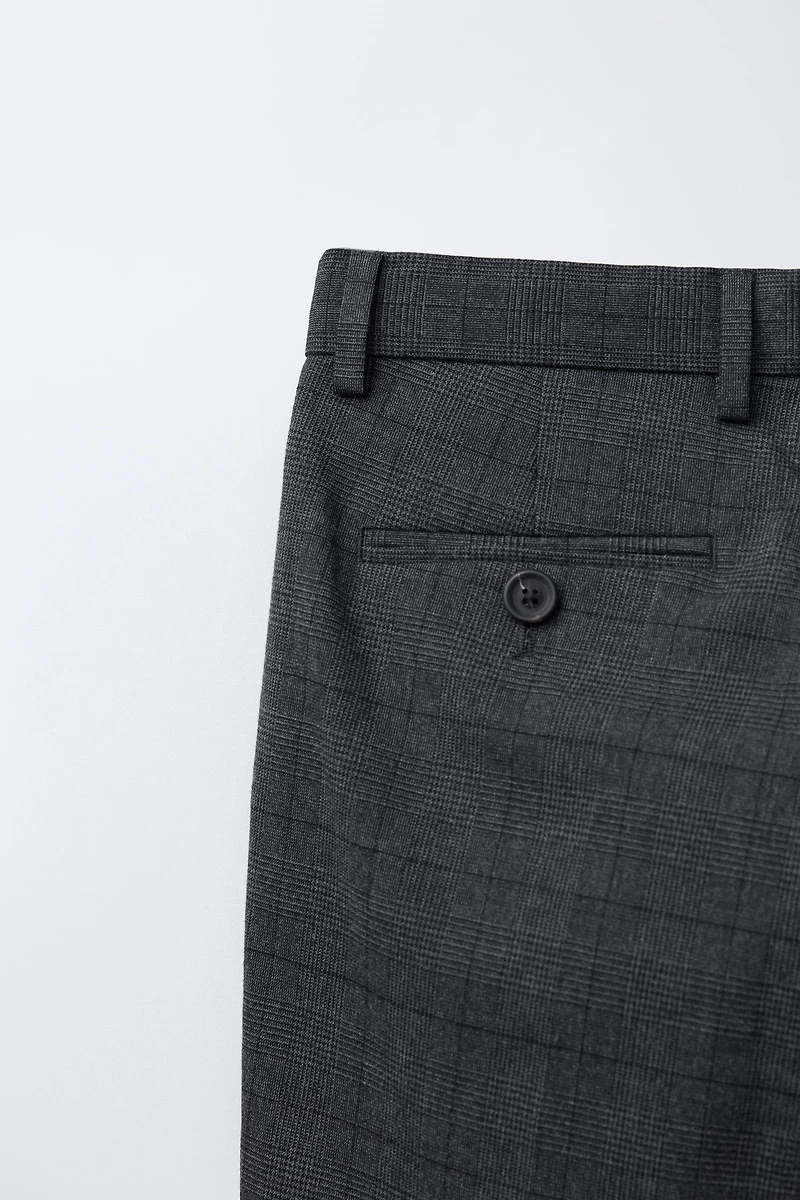 COMFORT CHECKED SUIT PANTS