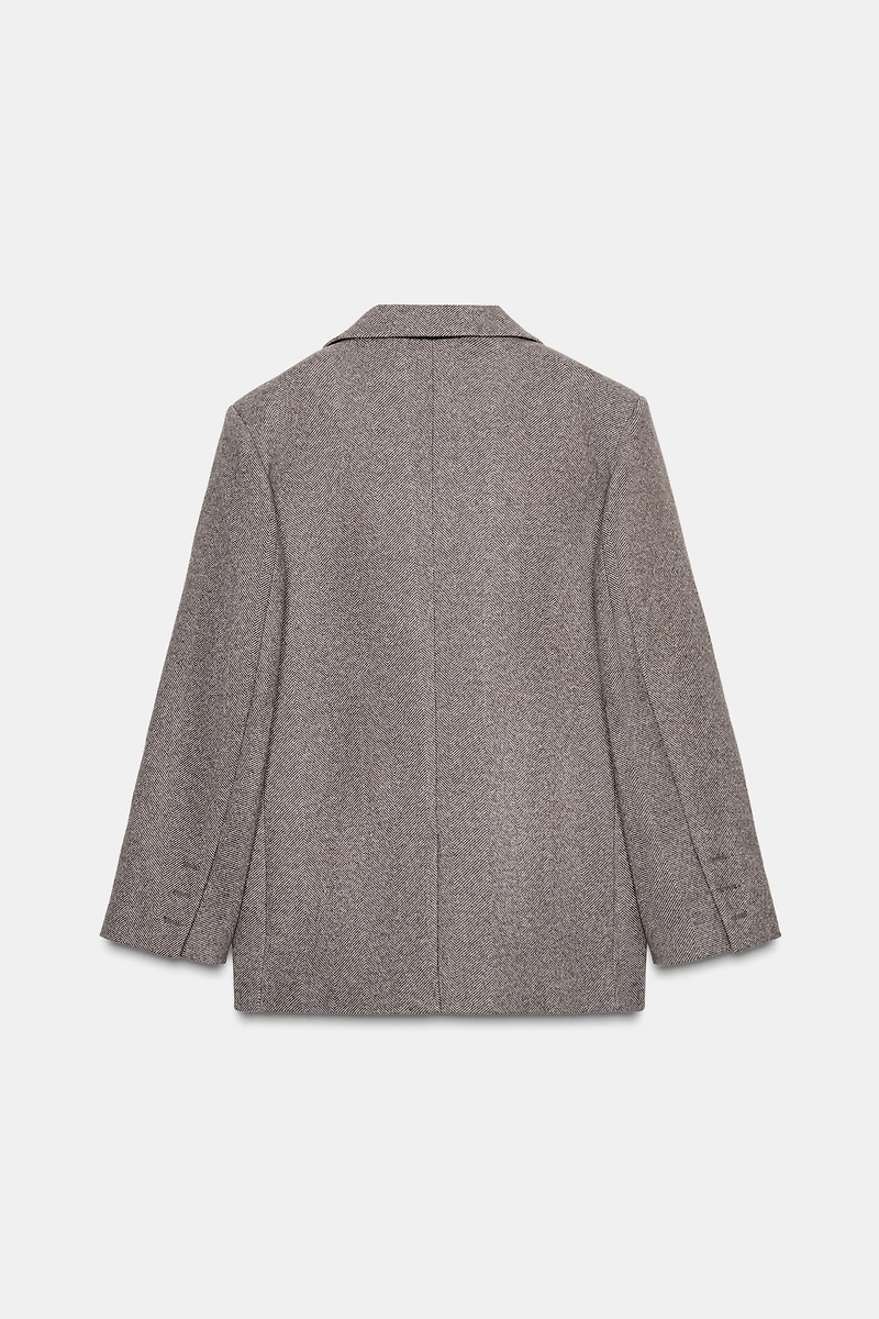 HERRINGBONE BLAZER WITH SHOULDER PADS
