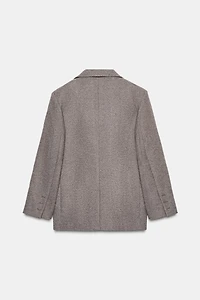 HERRINGBONE BLAZER WITH SHOULDER PADS