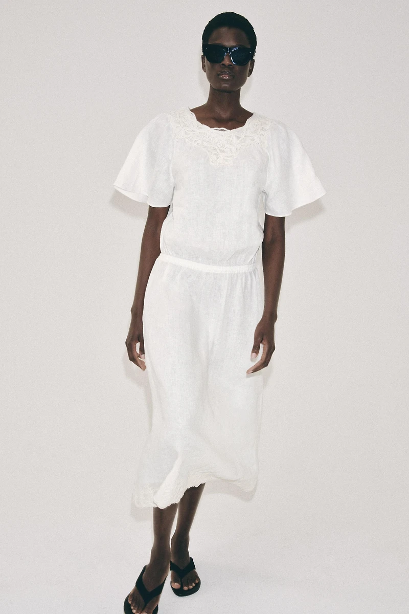 ZW COLLECTION LINEN CROCHET DRESS