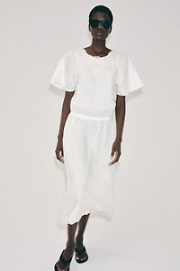 ZW COLLECTION LINEN CROCHET DRESS