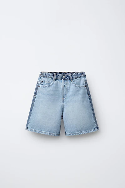 COLOR BLOCK DENIM SHORTS