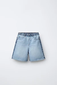 COLOR BLOCK DENIM SHORTS