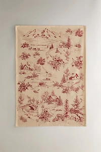 SET OF COTTON CHRISTMAS COUNTRYSIDE HOUSE KITCHEN TOWELS (SET OF 2)