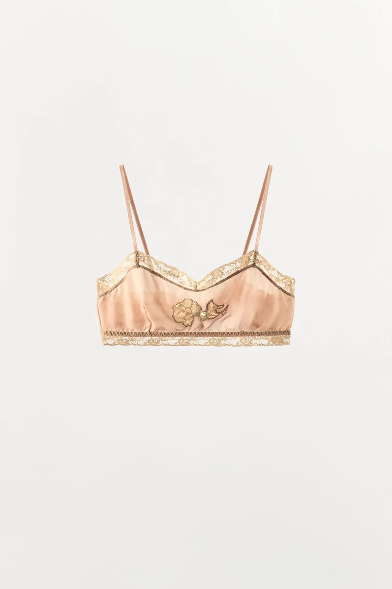 100% SILK EMBROIDERED LACE BRA