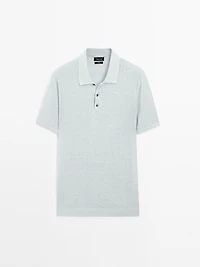 100% linen knit polo shirt