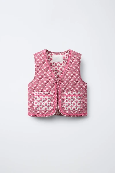 FLORAL BOW QUILTED VEST