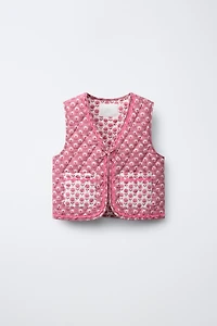 FLORAL BOW QUILTED VEST