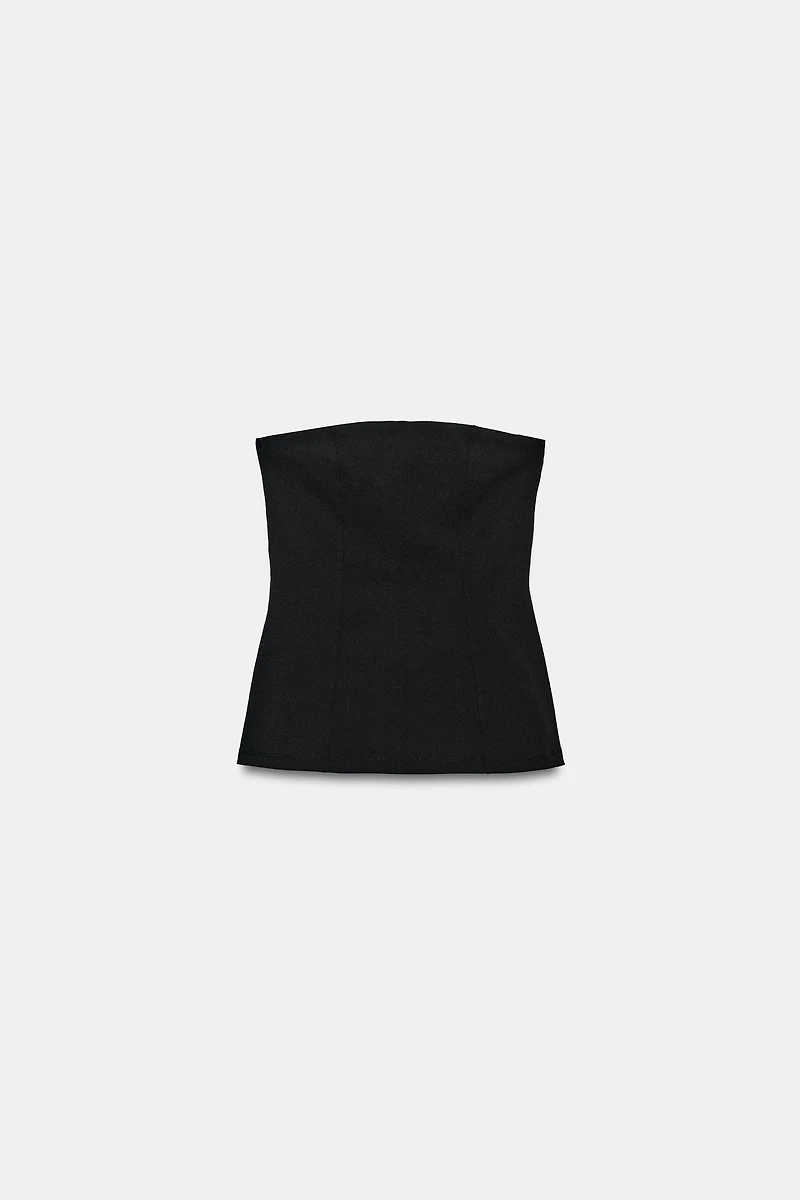 STRETCH STRAPLESS TOP WITH SLITS