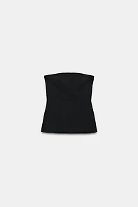 STRETCH STRAPLESS TOP WITH SLITS