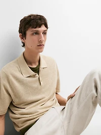 Pull polo en maille de lin