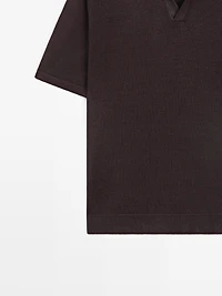 Linen V-neck polo sweater