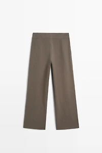 Linen blend pleated trousers