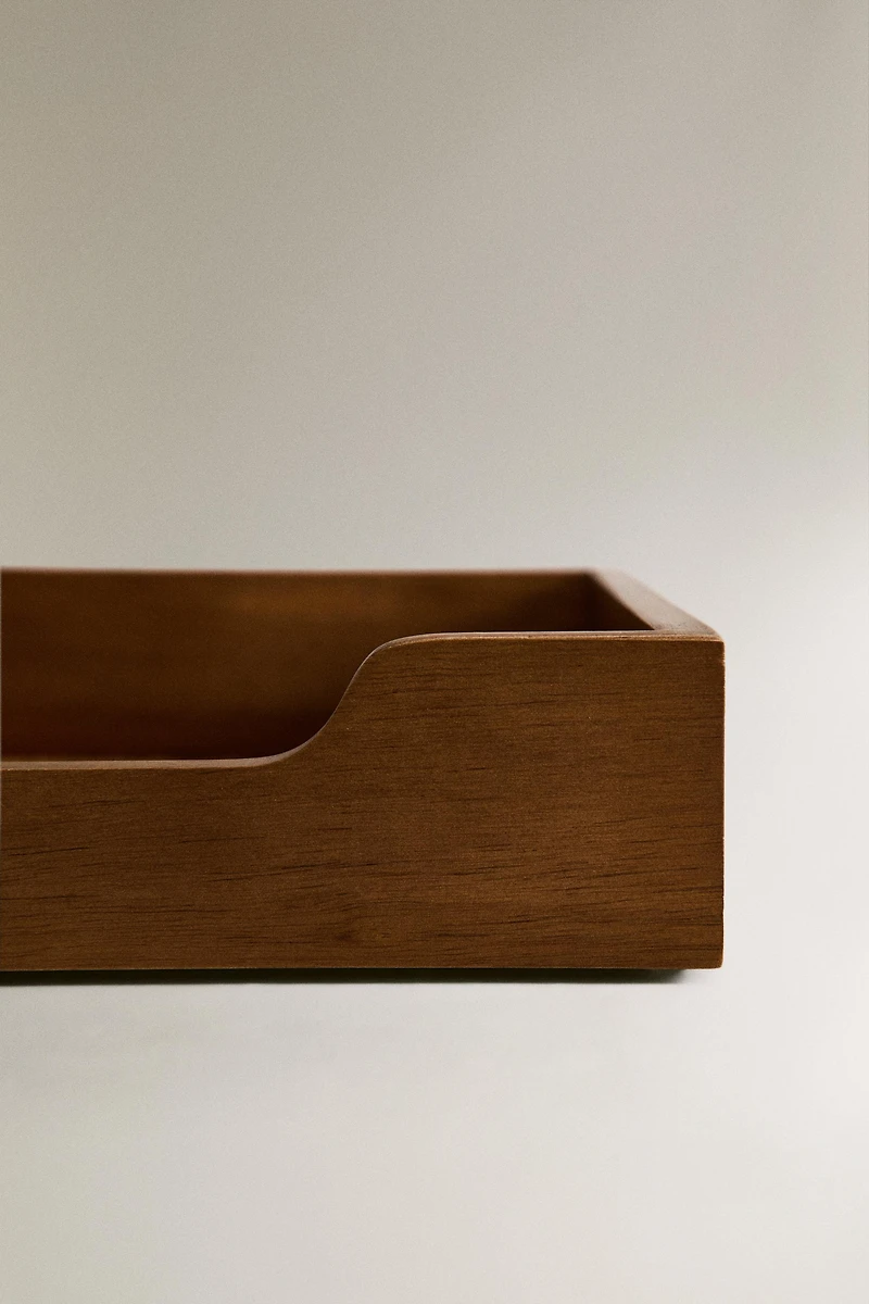 WOOD AND RATTAN NAPKIN HOLDER