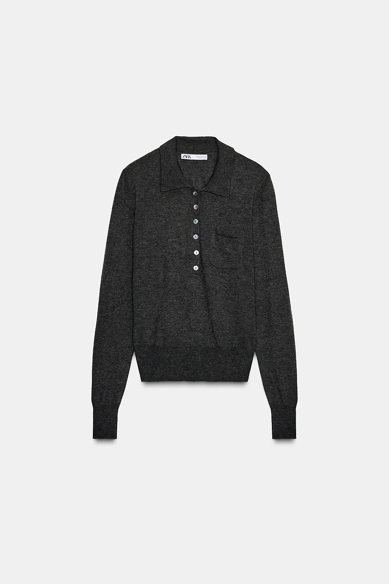 WOOL BLEND POLO SHIRT WITH POCKET