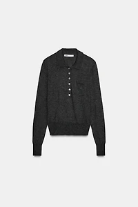 WOOL BLEND POLO SHIRT WITH POCKET