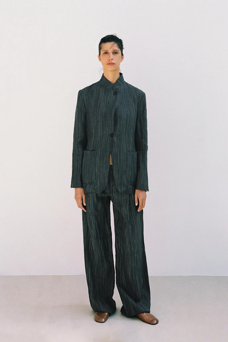 ZW COLLECTION STRIPED LINEN TROUSERS