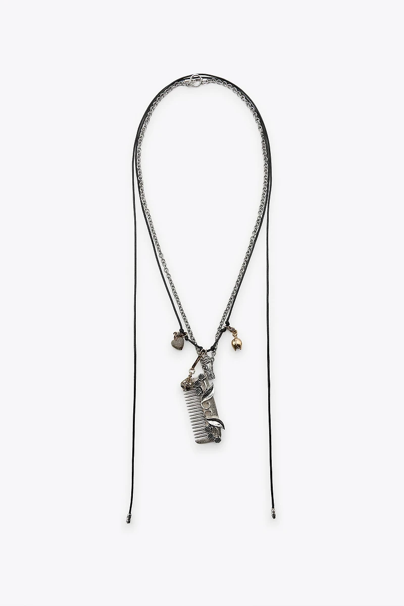 2-PACK COMB CHARM NECKLACES