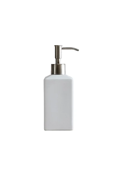 WHITE EARTHENWARE SOAP DISPENSER