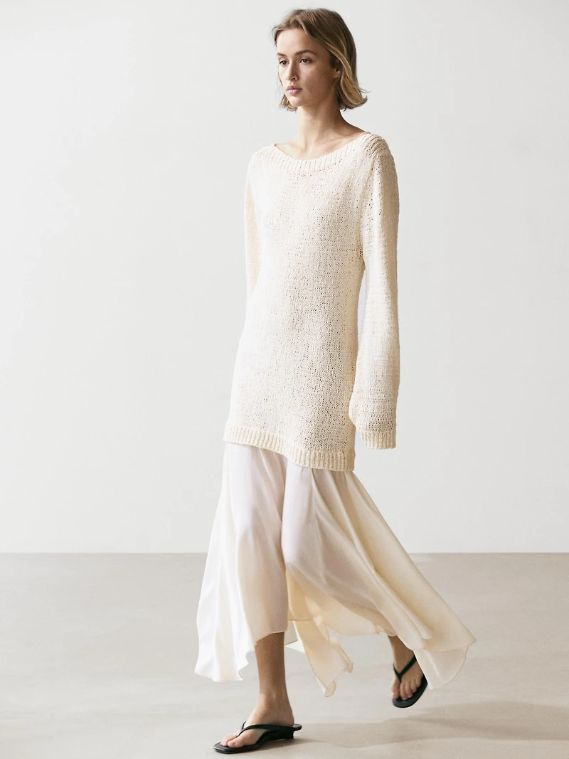 Combined asymmetric midi dress