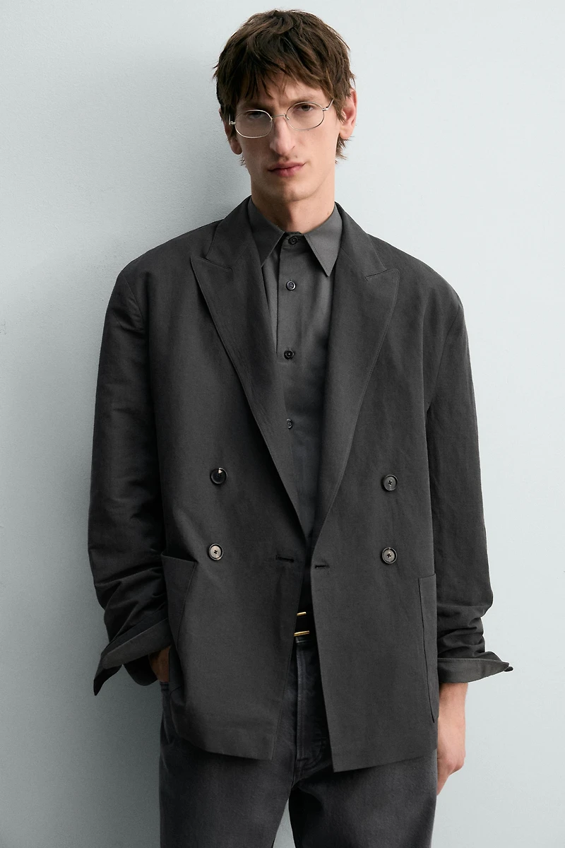 COTTON - LINEN DOUBLE BREASTED BLAZER