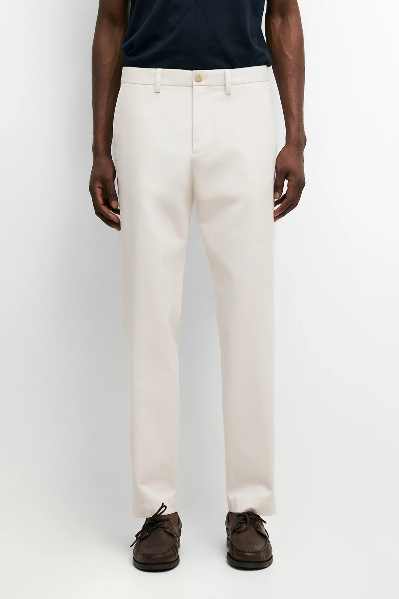 Cotton blend slim fit pants