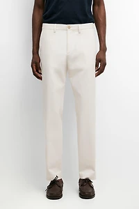Cotton blend slim fit pants