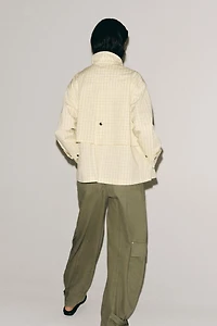 ZW COLLECTION CONTRAST COLLAR PLAID JACKET