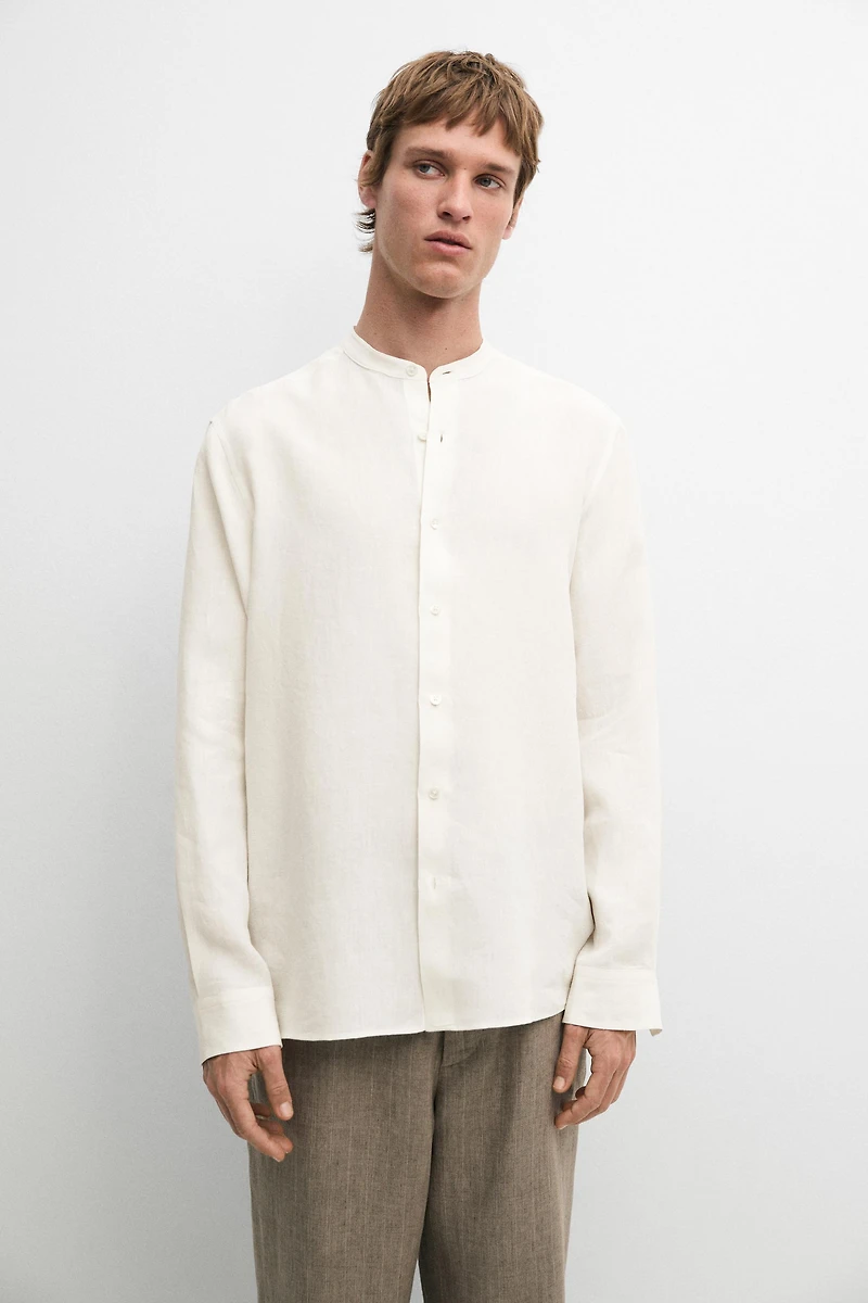 Chemise regular fit à col officier 100 % lin