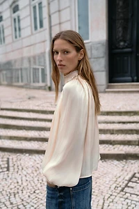 SATIN EFFECT SHIMMER BLOUSE