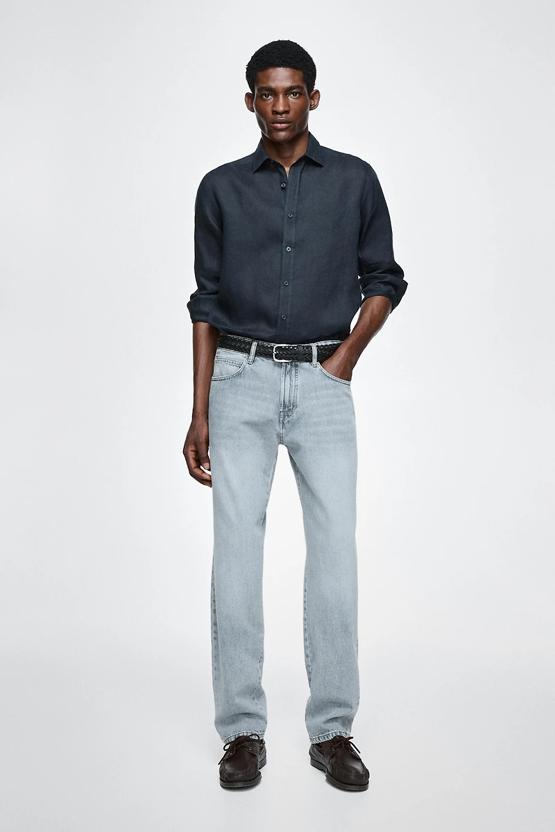 Tapered fit cotton jeans